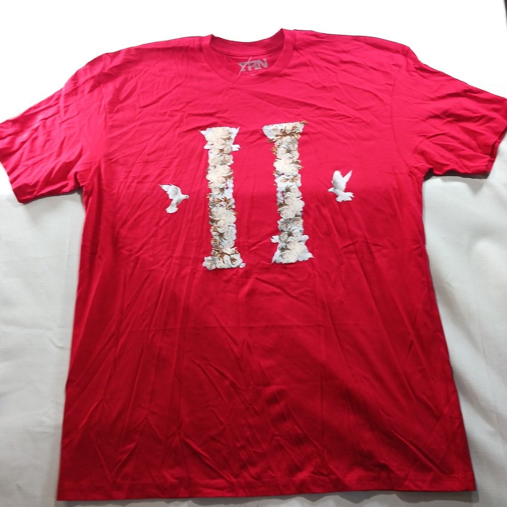 Yung Rich Nation YRN Mens Red Floral II Dove Graphic T-Shirt 2X New